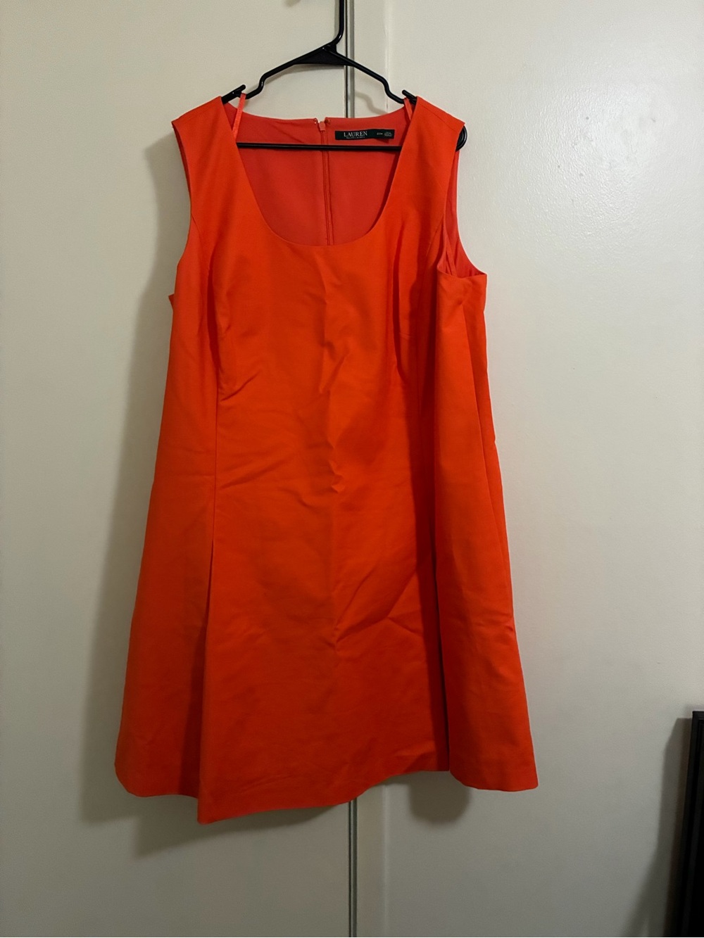 Lauren Ralph Lauren Bright Orange Sleeveless A-Line Dress
